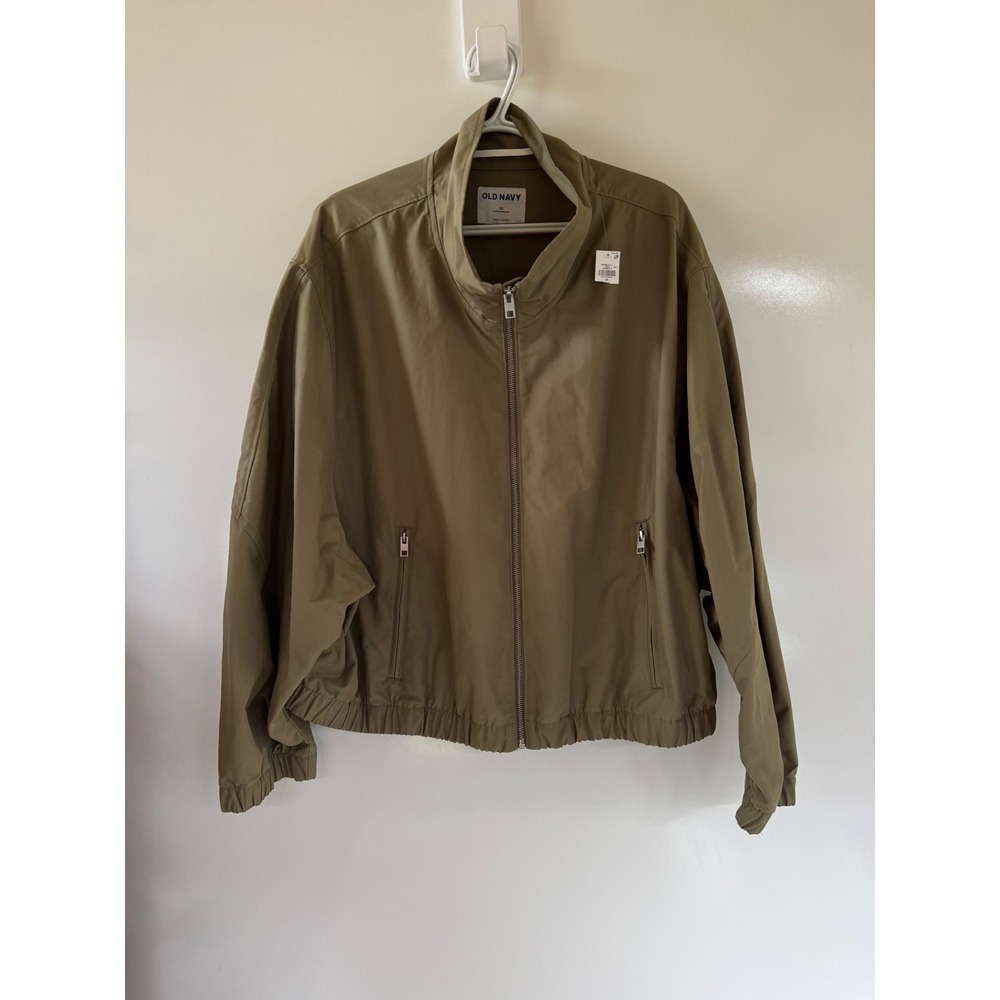 Old Navy Womens 2X Twill Utility Water-Resistant Full Zip Mock Neck Jacket NWT
